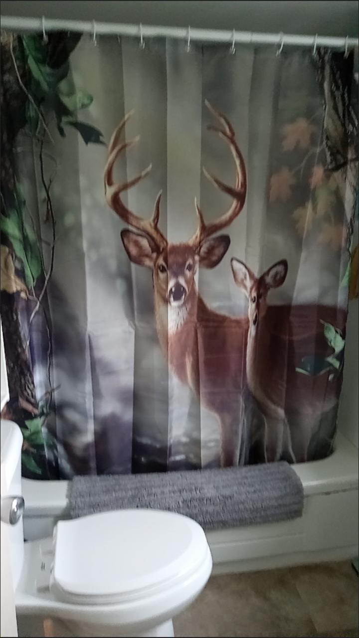 Farmhouse Style Shower Curtain With Rustic Wooden Plank And Green ...
