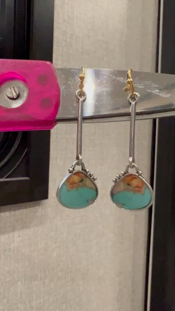 1pair fashion colorful creative lock bag shape mens earrings popular long turquoise pendant earrings